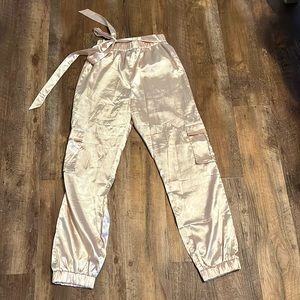 Champagne silk joggers
